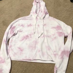 Cropped pink tie dye hoodie